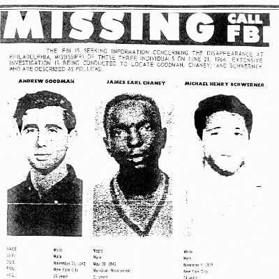 FBI Ad for Missing Men 1964