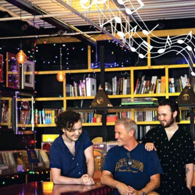 Eric, Jack & Mitch DePrato at Three Feather Records