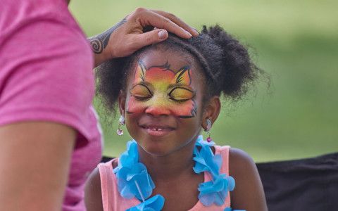 Little girl with face painted at West Chester's Juneteenth Festival